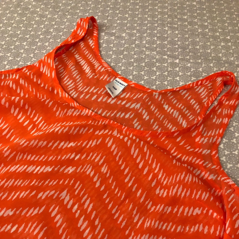 NWT Old Navy Orange & White Print Tank